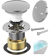 Sogmeter Chrome Plated Tub Drain Kit with Hair Catcher, Premium Brass Mushroom Tip-Toe Bathroom T...