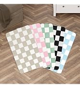 Checkered Dog Food mat, Non-Slip Sole Absorbent Dog and Water Bowl mat, Stain Free Quick Drying C...