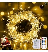 KNONEW Christmas Lights Battery Operated Bedroom Outdoor,30FT 300LED Waterproof Mini Starry Strin...
