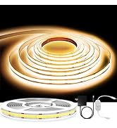 GUPUP 16.4ft COB Turnable Rope Light, Warm White LED Strip Light, 3000K 24V 1600 LEDs Density Lig...