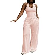 Inroserm Women's Casual 2 Piece Halter Neck Loungewear Outfits Sleeveless Tops High Waisted Draws...