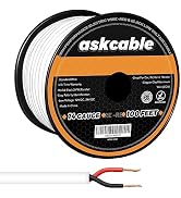 Askcable 14/2 AWG 100 Feet 2 Conductors Red Black Wire with Fire Resistant White Jacket 14 Gauge ...