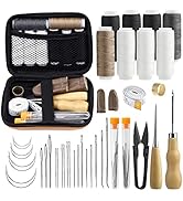 Leather Sewing Kit, 38 Pcs Leather Working Kit, Leather Sewing Upholstery Repair Kit with Large-E...