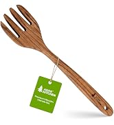 AIUHI Premium Teak Wood Salad Serving Fork, Ergonomic Handle Non-Scratch Wooden Cooking Fork, Dur...