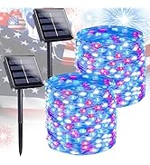 4th of July Decorations Solar String Lights 2Pack 400LED Independence Day Lights for Outside, Red...