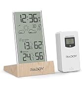 Raddy V5 Wireless Weather Station for Indoor Outdoor Thermometer Hygrometer, Battery Powered Temp...