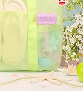 Tagitary Beach Toys Mesh Beach Bag with Zipper, Green Large Beach Tote Waterproof Sandproof with ...