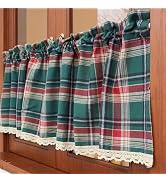 Huierxun Green and Red Buffalo Check Curtain Valances for Windows Farmhouse Gingham Tartan Kitche...
