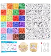 Dowsabel Friendship Bracelet Kit, 10000 Pcs 3mm Glass Seed Beads for Bracelet Making with Letter ...