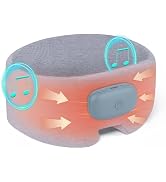 Heated Sleep Mask with Bluetooth 6.0 Headphones - 3 Heat Levels, Memory Function, Soft Fabric for...