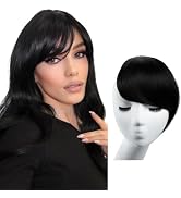 SARLA Jet Black Clip in Side Bangs Straight Synthetic Hair Extension One Piece for Women