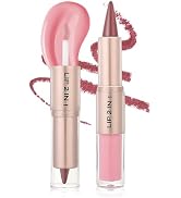 AIUEO 2-in-1 Lip Liner and Lip Gloss Set, Double-Ended Matte Lip Combo Set for Black Women, Long-...