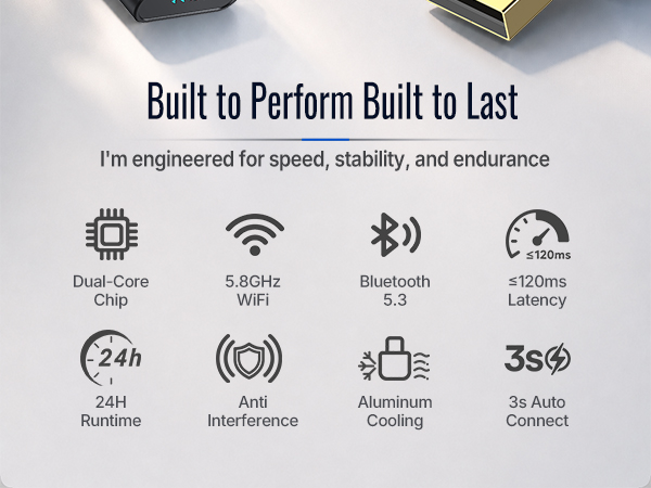 Wireless CarPlay dongle uses cooling design for dependable connection during extended drives.