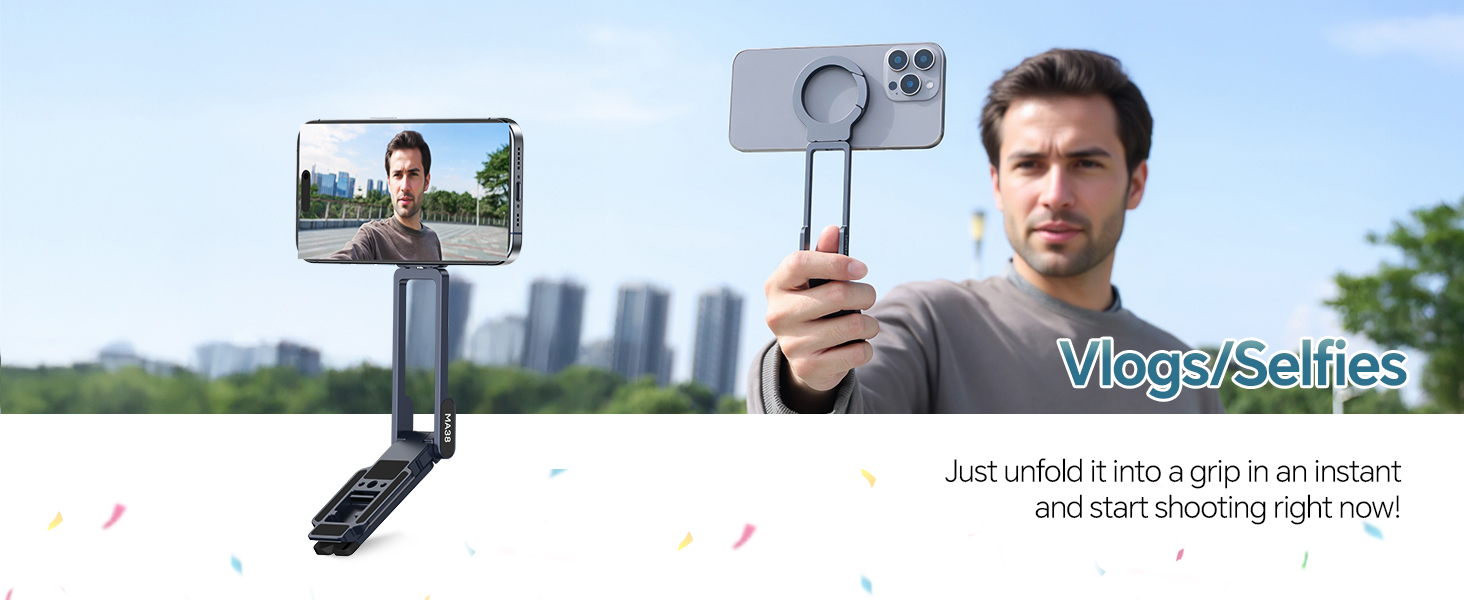Marketing montage showing a smartphone accessory product from multiple angles with what appears to be product demonstration images.