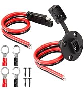 CERRXIAN 0.3m 10awg SAE Mount Panel Solar Socket Sidewall Port Cable & 0.3m 10awg SAE 2 PIN Conne...