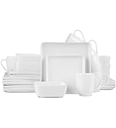 Stone Lain Amy Porcelain Dinnerware Set, 24-Piece Service for 6, White