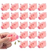 HAKACC 20 PCS mini Rubber Pig Baby Bath Toys Pink Rubber Screaming Sound Piggie Party Favors for ...