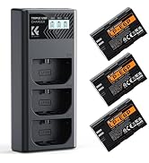 K&F CONCEPT 3-Pack LP-E6P Battery Charger, 2400mAh R6 Mark III Battery Compatible with Canon R6 M...