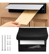 Aluminum Front Door Mail Slot with Catcher Bag, 12 X 2.7 in, Black | Weather-Resistant Aluminum, ...