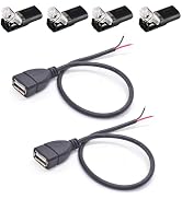 ELNONE 2PCS 20AWG USB A Female Pigtail,0.3M/1FT USB 2.0 Female 2 Pin Bare Wire Open End Extension...