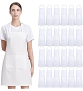 Nymmoata 2/12 PCS White Aprons with Pockets: Unisex Apron Bulk with Extra Long Ties for Kitchen P...