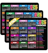 2026 Calendar Mouse Pad, 9.5 x 7.9 Inch, Non-Slip Rubber Base, 3 Pack, Monthly Planner with Holid...