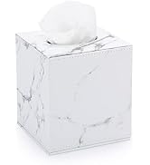 Sumnacon Square Leather Tissue Box Cover - Stylish Cube Tissue Box Holder with Magnetic Bottom, D...
