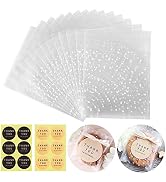 Self Adhesive Cookie Bags Cellophane Treat Bags, Searik White Polka Dot Plastic Pastry Bags with ...