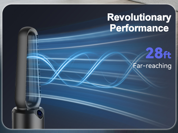 Text reads 'Revolutionary Performance'. LED lighting display with blue glowing lines against dark background showing futuristic technological aesthetic.