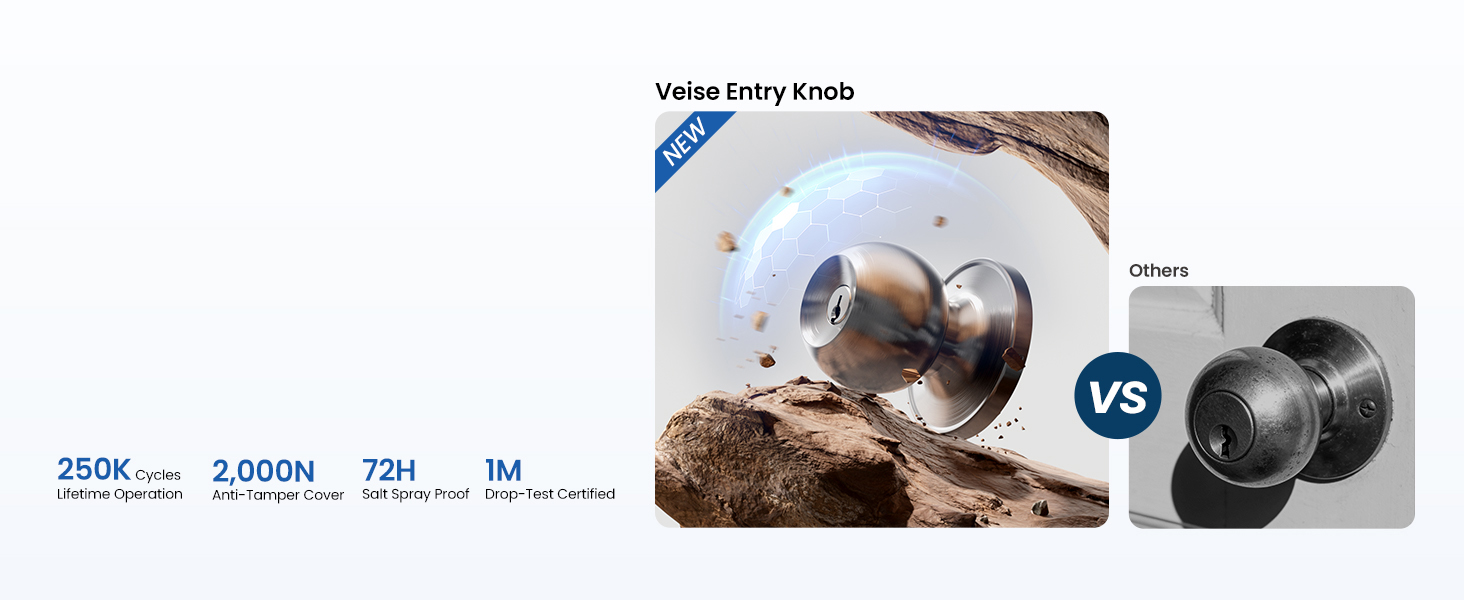 fingerprint resistant door knob, anti scratch anti rust finish, durable metal keyed knob