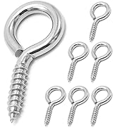ZUSFUL 6 Pcs M6 304 Stainless Steel Screw Eye Hooks, 2-1/2 Inches Eyes Screw Hooks,Heavy Duty Scr...