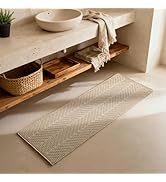 Sunfly Waffle Runner Mat, Super Absorbent Non Slip Boho Long Bath Rug,Washable Bathroom Runner Ru...