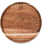 Round Wood Tray, Acacia Wooden Serving Tray, Serving Platter, Appetizer Charcuterie Board, Tray O...