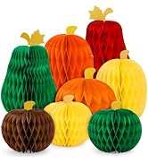 FYSUIMU Fall Pumpkin Honeycomb Centerpieces Autumn Colored Pumpkin Honeycomb Decor 3D Assorted Th...