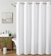No Hook Needed No Liner Needed Waterproof Shower Curtain white