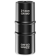 XEWEA 1/2 Inch Drive 21mm x 22mm Thin Wall Impact Flip Socket, Lug Nut Impact Socket Set Double E...