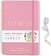 Fitness & Food Journal for Women, Undated 150-day Workout & Wellness Planner with Measuring Tape,...
