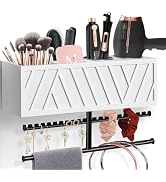 Ronjnndc Rustic Hair Dryer Holder Wall Mounted,Hair Styling Tools & Accessories Organizer,Bathroo...
