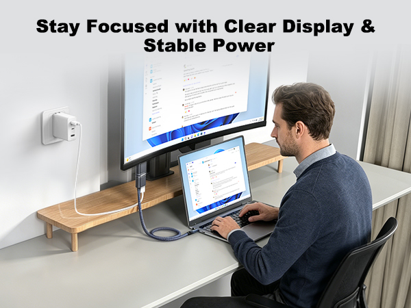 USB C to HDMI Cable Adapter with 240W PD Fast Charging Port,8K@60HZ,4K@120Hz,Thunderbolt 5/4/3