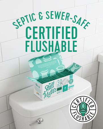 Stall Mates Wet Wipes for on the go. Flushable, septic-safe, sewer-safe