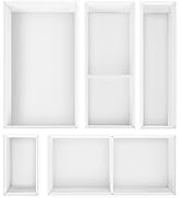 Bxngjuj Bamboo Drawer Organizer,5 PCS White Bathroom Tray&Desk Organizers and Storage,Cabinet Div...