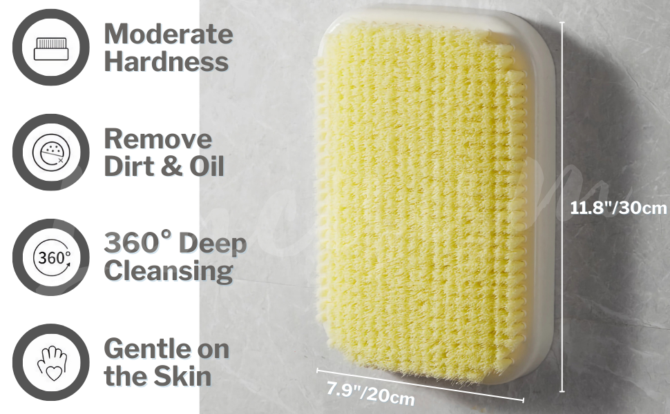 Shower Bathing Scrub Brush Hands-Free Back Brush & Body Scrubber - Shower Accessories 7.9 x 11.9"