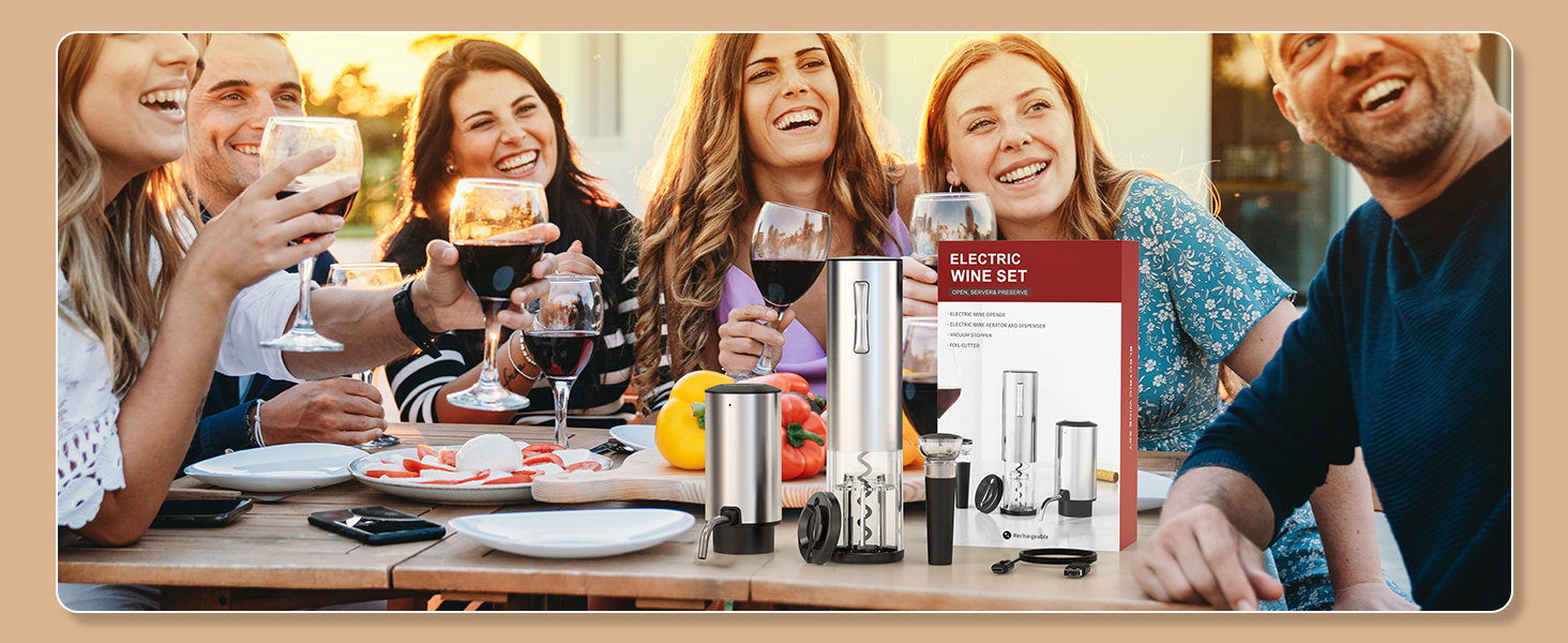 Electric Wine Opener Set, 4 in 1 Electric Wine Bottle Opener