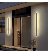 L LOHAS LED 2pack Long LED 39.4inch Modern Outdoor Wall Lights, Black Rectangular Outdoor Wall Li...