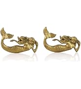 SOFFEE DESIGN Set of 2 Vintage Gold Mermaid Cabinet Knobs for Drawer, Ocean Beach Theme Aged Trea...