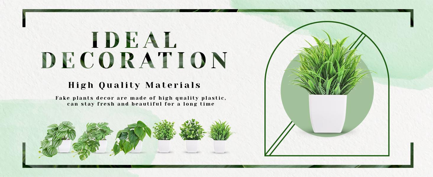 Fake Small Artificial Plants for Home Office Desk Bathroom Aesthetic Farmhouse Room Decor Indoor