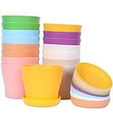 JERIA 16-Pack 4" Plastic Flower Plant Pots Thickened Seedlings Nursery Pots, Colorful Flower Plan...