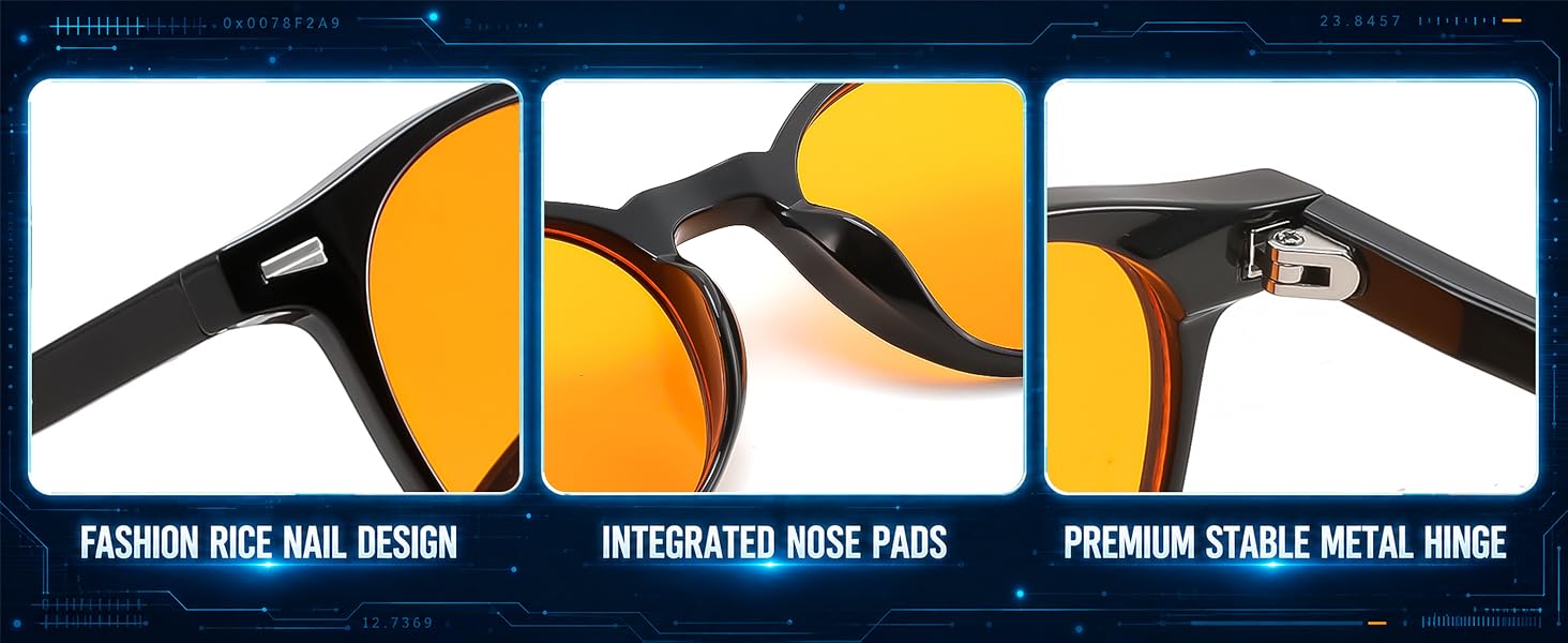 FASHION RICE NAIL DESIGN, INTEGRATED NOSE PADS, PREMIUM STABLE METAL HINGE