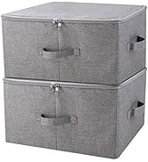 iwill CREATE PRO Folding Storage Box with Zip Lid and Handles, Storage Basket With Linen Fabric, ...