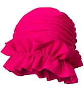 Ewanda store Cute Large Pleated Nylon Cloth Swim Cap for Women Swimming,Swimming Cap Comfort Hot ...